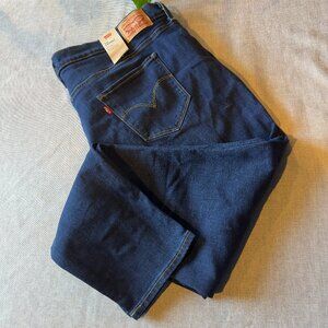 Share Levis NWT Womens 711 Skinny Ankle Jeans 22W Dark Wash Sculpt Stretch Denim